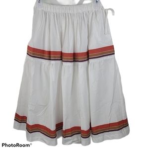 TELA White Pleated Full Skirt Women's XXS Drawstring